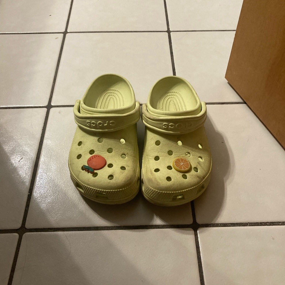 Lime green crocs